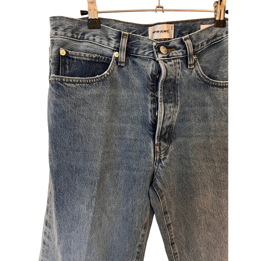 Frame The‎ Lax Mid-Rise Relaxed Flare Jeans Alderton Raw Fray Size 29 NWT NEW